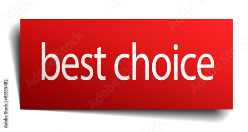 best choice red paper sign isolated on white