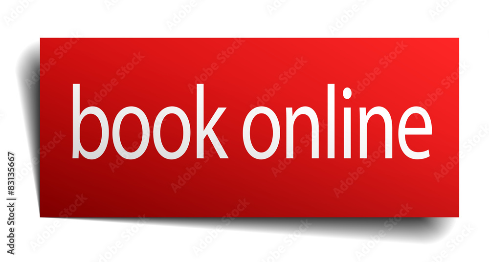 book online red paper sign isolated on white book online red paper sign isolated on white