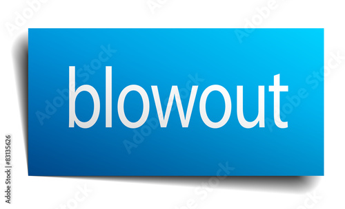 blowout blue square isolated paper sign on white