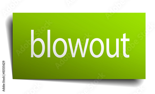 blowout green paper sign on white background