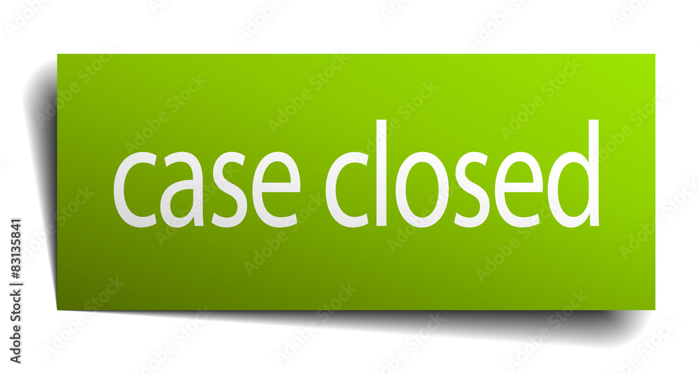 case closed green paper sign on white background case closed green paper sign on white background