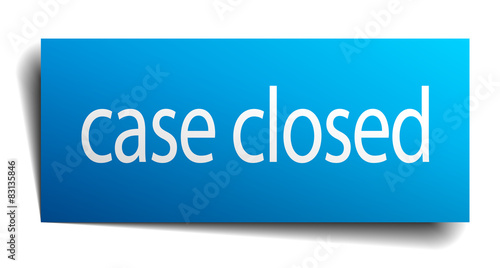 case closed blue square isolated paper sign on white