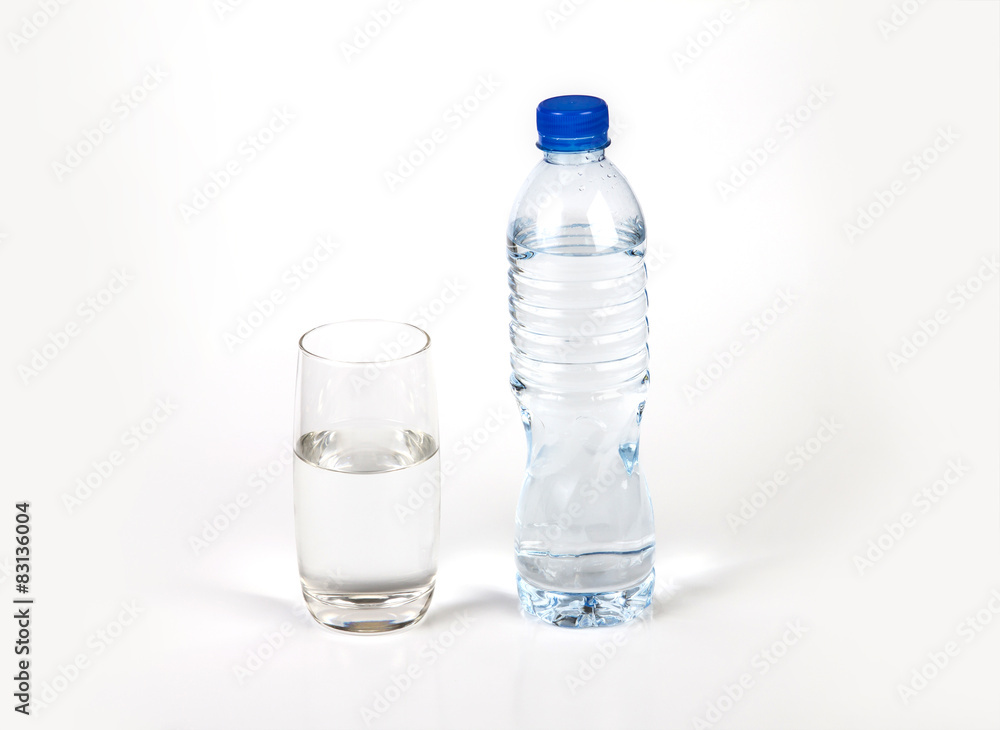 Fototapeta premium fresh drink water bottle and glass on white background