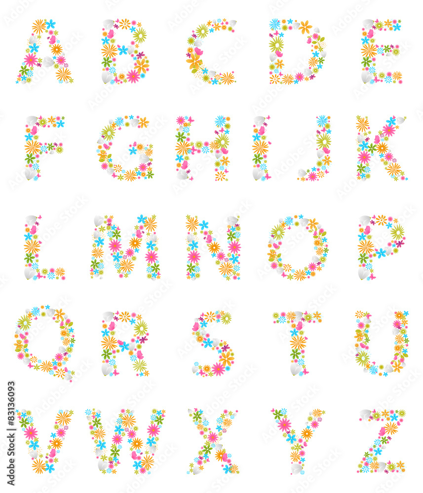 Colorful Flowers alphabet 