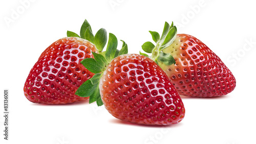 Wallpaper Mural Three strawberries horizontal composition isolated on white back Torontodigital.ca