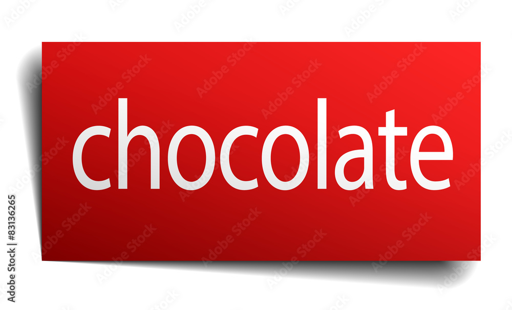 chocolate red paper sign isolated on white chocolate red paper sign isolated on white