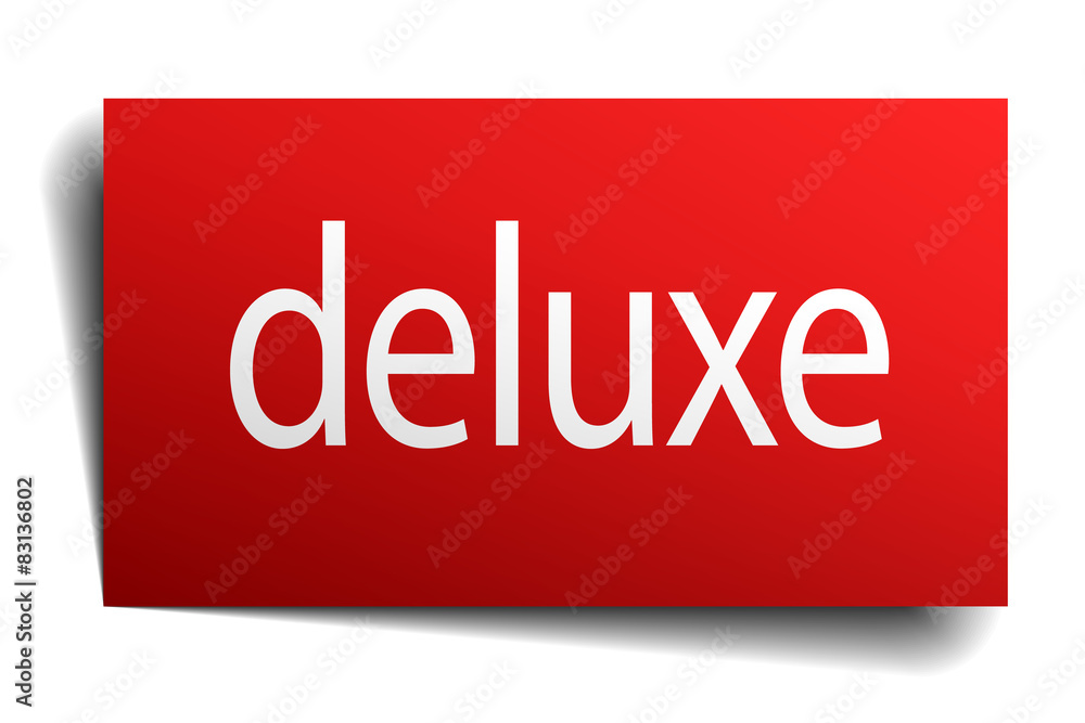 deluxe red square isolated paper sign on white deluxe red square isolated paper sign on white