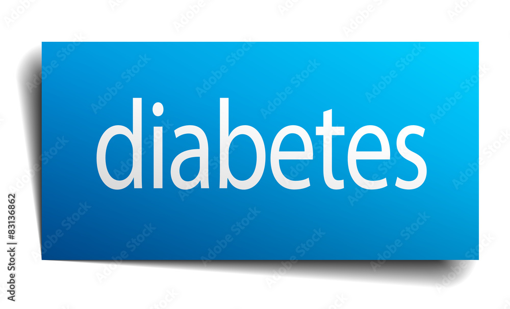 diabetes blue paper sign on white background diabetes blue paper sign on white background