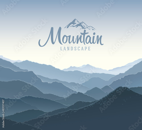 Mountain panoramic landscape. And the elements of the logo.