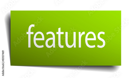 features green paper sign isolated on white
