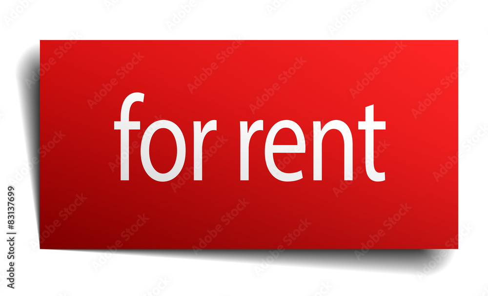 for rent red paper sign on white background for rent red paper sign on white background