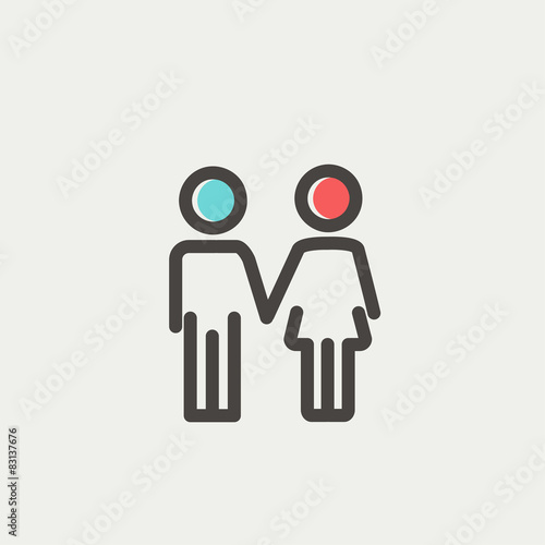 Little siblings thin line icon