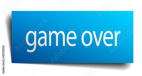 game over blue paper sign on white background