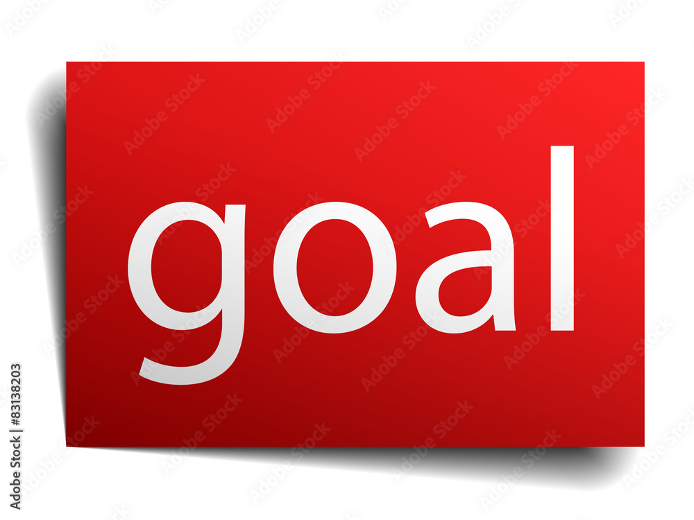goal red square isolated paper sign on white goal red square isolated paper sign on white