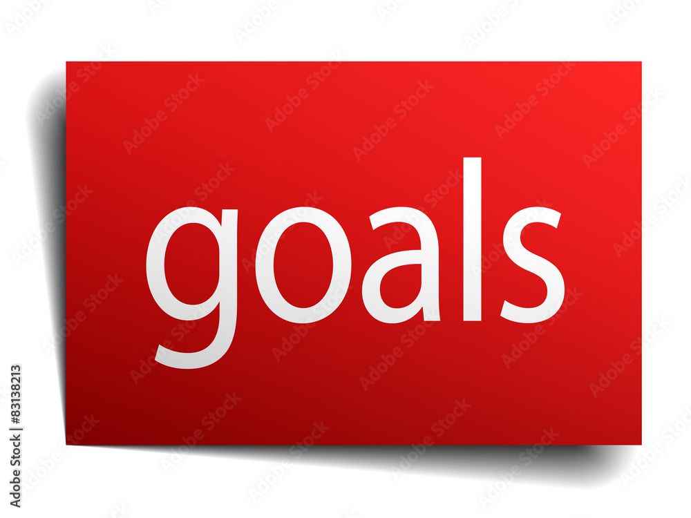 goals red square isolated paper sign on white goals red square isolated paper sign on white