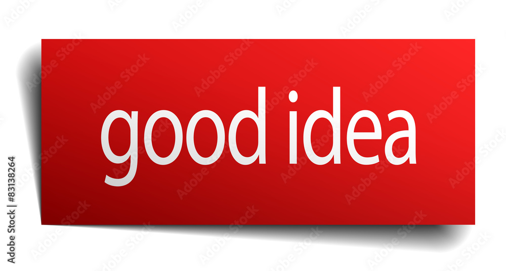 good idea red square isolated paper sign on white good idea red square isolated paper sign on white