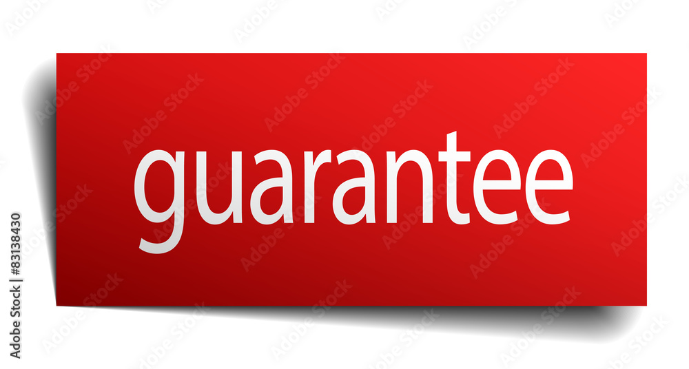 guarantee red square isolated paper sign on white guarantee red square isolated paper sign on white