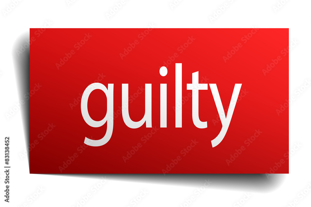 guilty red square isolated paper sign on white guilty red square isolated paper sign on white