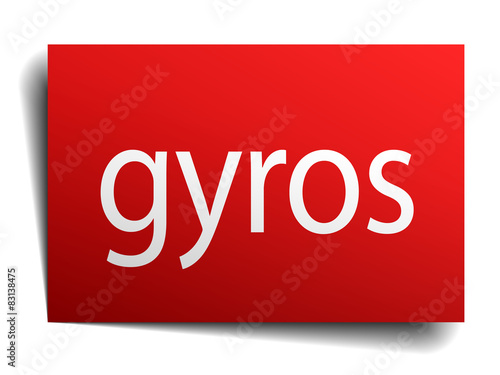 gyros red square isolated paper sign on white