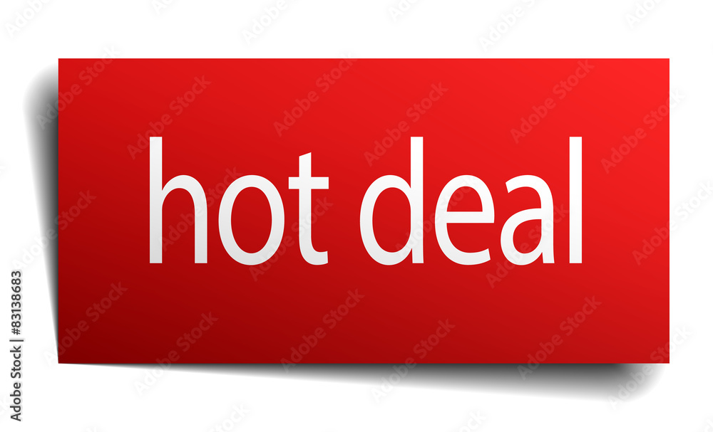 hot deal red square isolated paper sign on white hot deal red square isolated paper sign on white