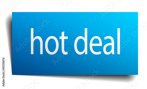 hot deal blue paper sign on white background