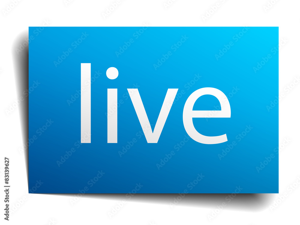 live blue paper sign on white background live blue paper sign on white background