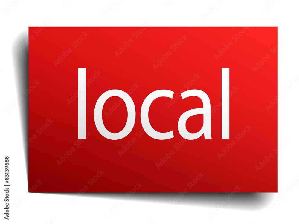 local red square isolated paper sign on white local red square isolated paper sign on white