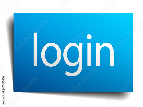 login blue paper sign on white background