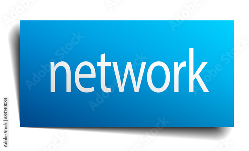 network blue paper sign on white background