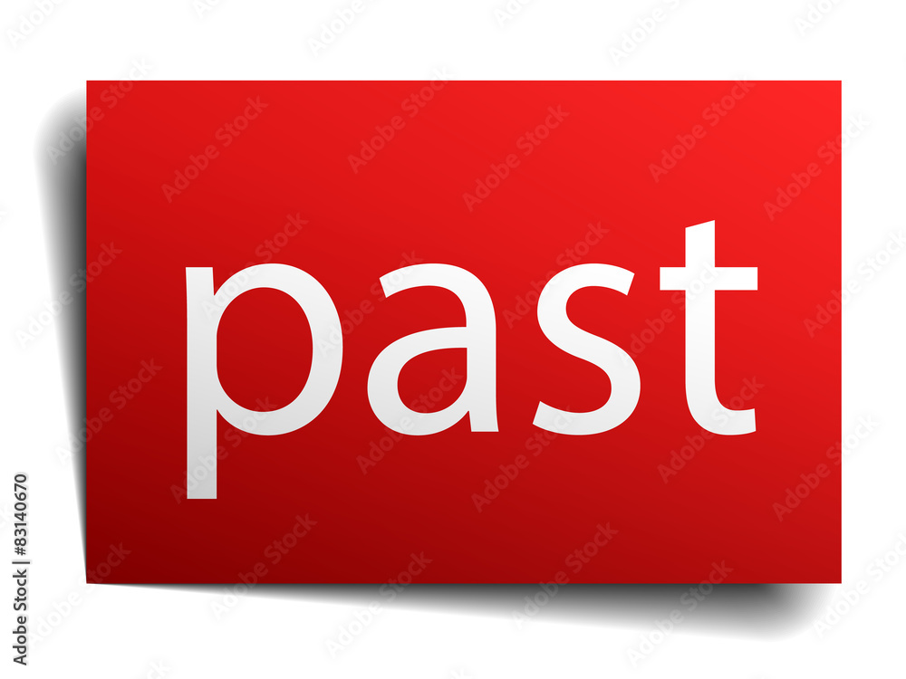past red square isolated paper sign on white past red square isolated paper sign on white