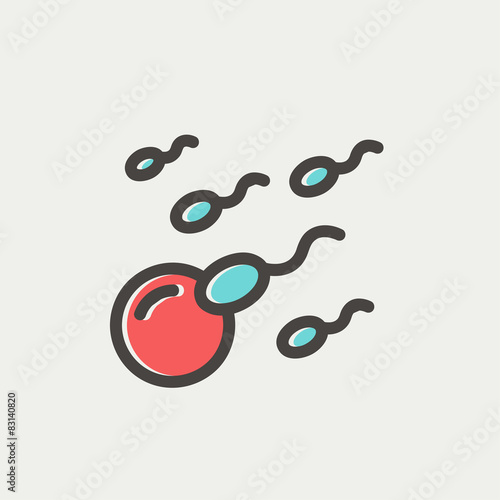 Sperm and egg cells thin line icon