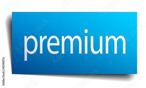 premium blue paper sign on white background