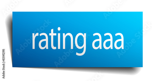 rating aaa blue paper sign on white background