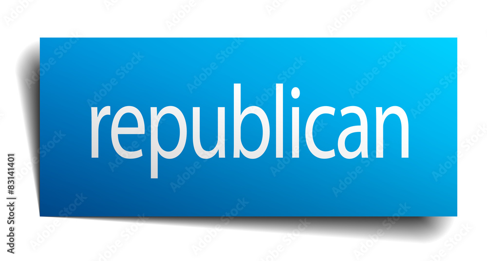 republican blue paper sign on white background republican blue paper sign on white background
