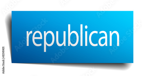 republican blue paper sign on white background