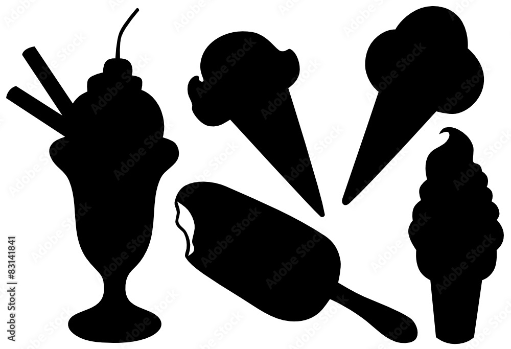 Set of Ice Cream Silhouettes Adobe Stock