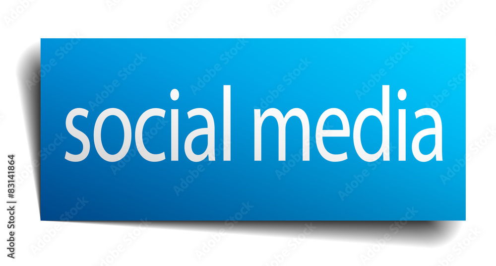 social media blue paper sign isolated on white social media blue paper sign isolated on white