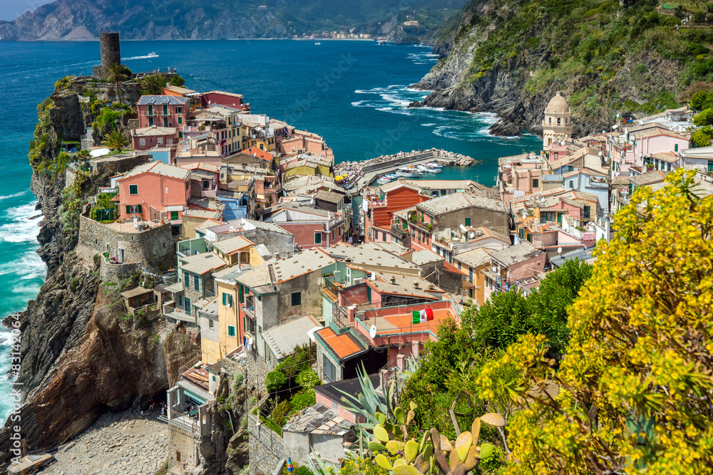 Town on the rocks Liguria Italy