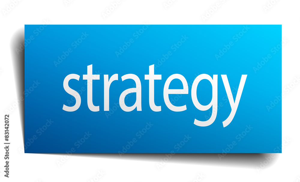 strategy blue paper sign on white background strategy blue paper sign on white background