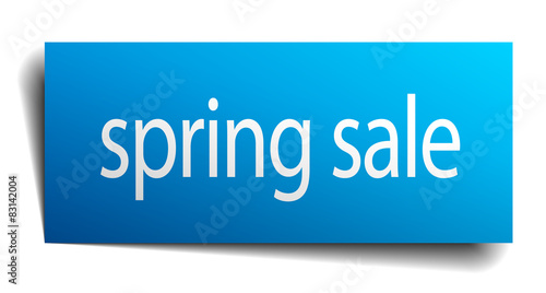spring sale blue paper sign isolated on white