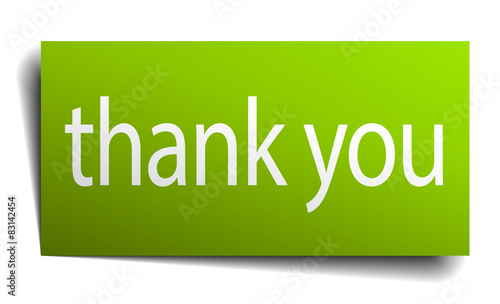 thank you square paper sign isolated on white
