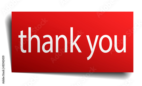 thank you red paper sign on white background