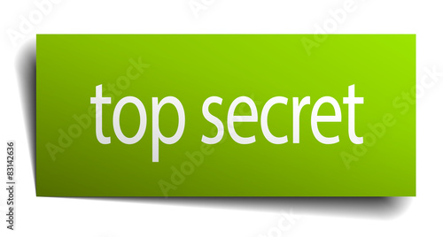top secret square paper sign isolated on white