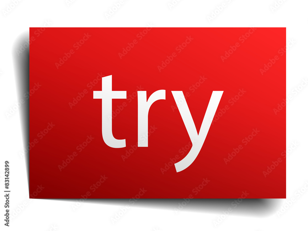 try red paper sign on white background try red paper sign on white background