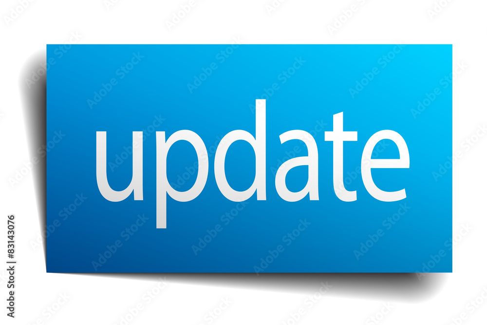 update blue paper sign isolated on white update blue paper sign isolated on white