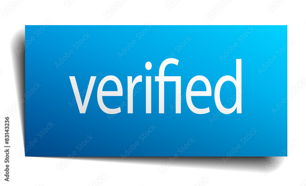 verified blue paper sign isolated on white verified blue paper sign isolated on white
