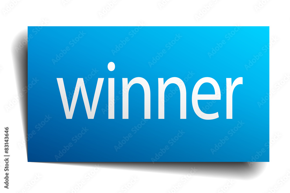winner blue paper sign isolated on white winner blue paper sign isolated on white