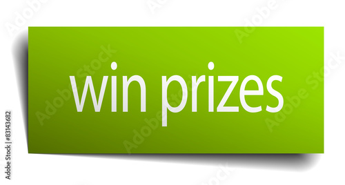 win prizes square paper sign isolated on white