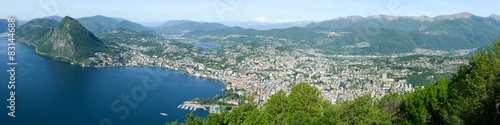 Panorama of the Gulf of Lugano from Mount Bre