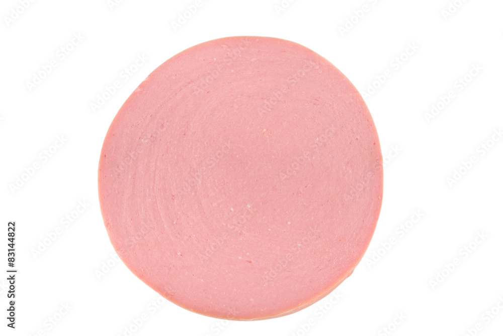 One piece of sausage isolated on white background One piece of sausage isolated on white background